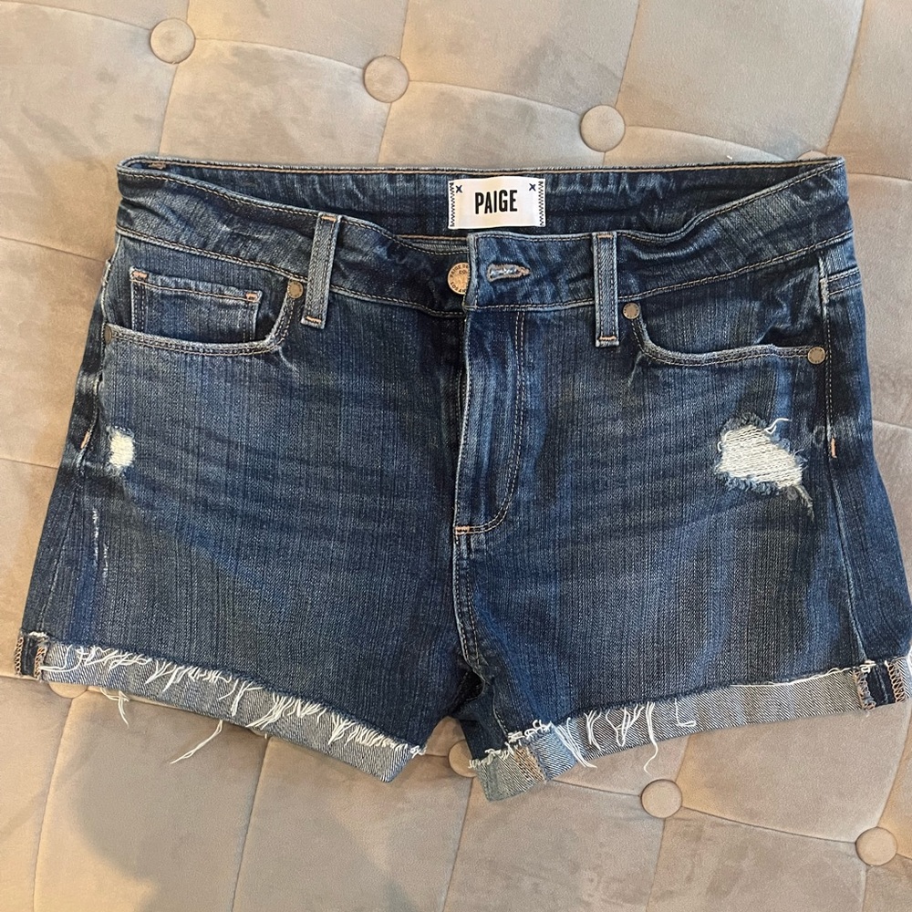 Paige Jimmy Jimmy Jean Shorts in Jasmine Destructed Wash.